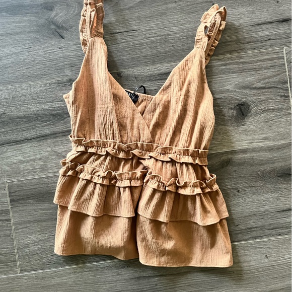 Tops | Beige Ruffle Tanktop Perfect Summer Top Size Small Never Worn ...